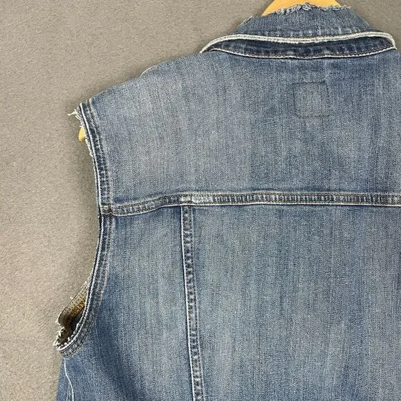 Joe's Biker Trucker Vest Womens Large Blue Denim Grunge Classic Moto Vintage - Picture 11 of 16